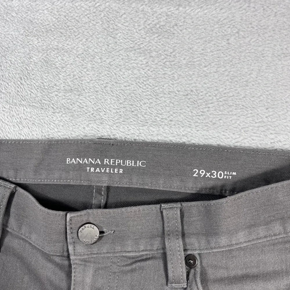 Banana Republic Traveler Slim Fit Pants Mens 29x30 Gray 5-Pocket Casual Chino